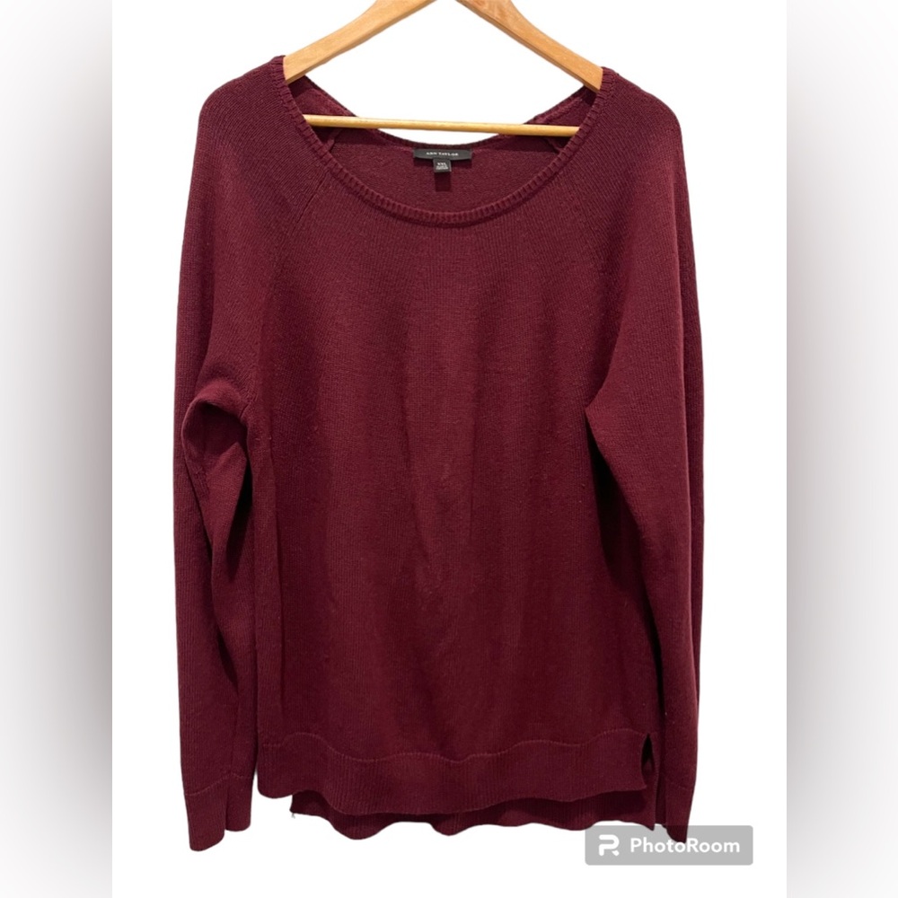 Ann Taylor Hi-Lo Hem Burgundy Red Wool Sweater XXL